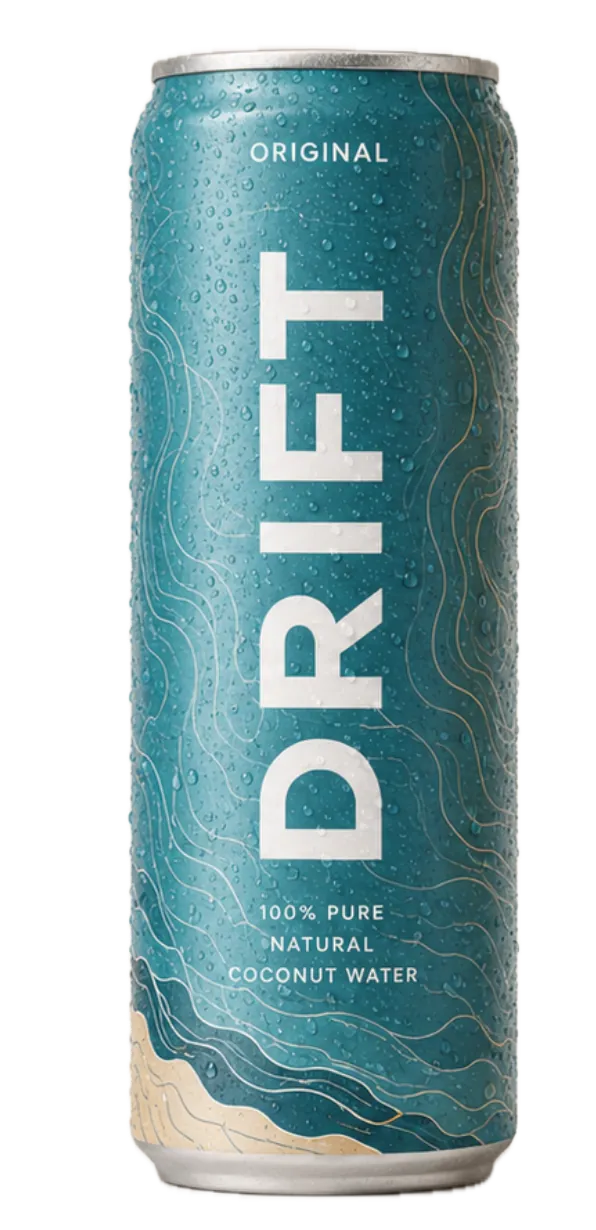 Drift coconut-water packaging mockup