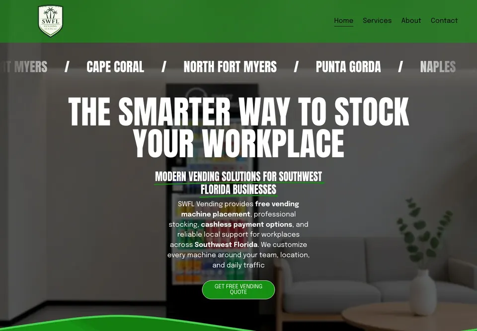 SWFL Vending website homepage